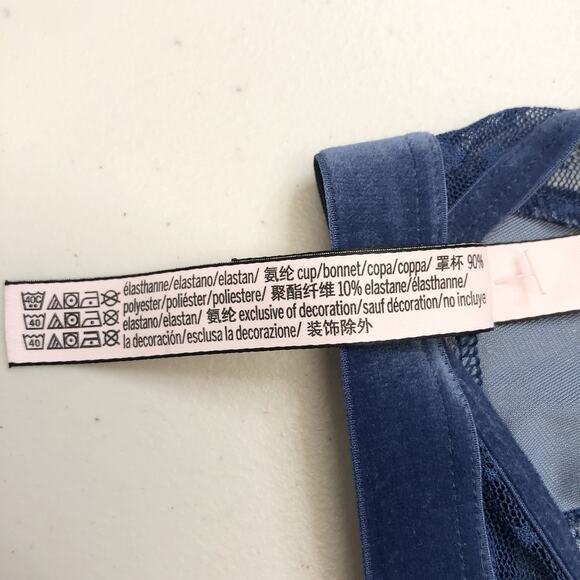 Victoria's Secret Blue Velvet Bralette Bra XS Stars Front Closure Racerback - Picture 9 of 9